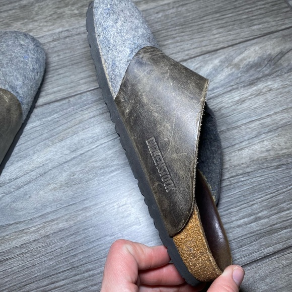 VGUC BIRKENSTOCK Basel 38 Wool Clogs w/ Leather Strap and Buckle - Picture 8 of 12